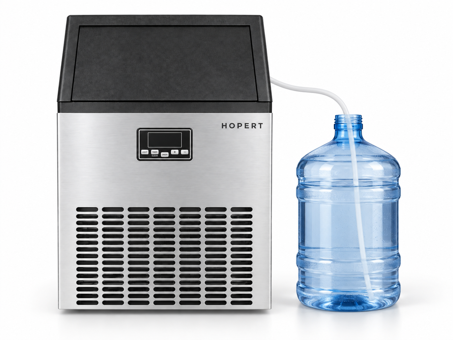 Hopert ICE-HZB-45 рядом с бутылью: иллюстрация подачи воды через трубку