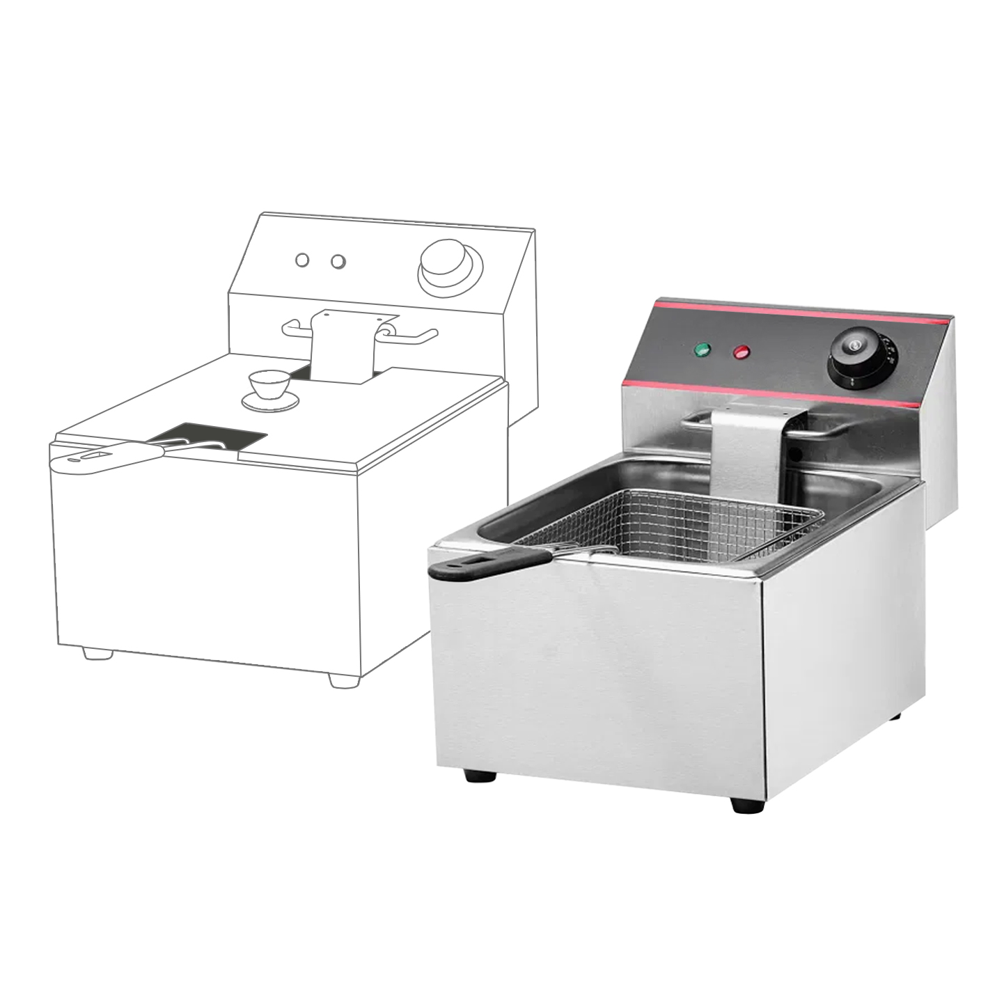 Фритюрница Hopert PRO-DF6L чаша с ручками — купить в Фритюрницы Hopert